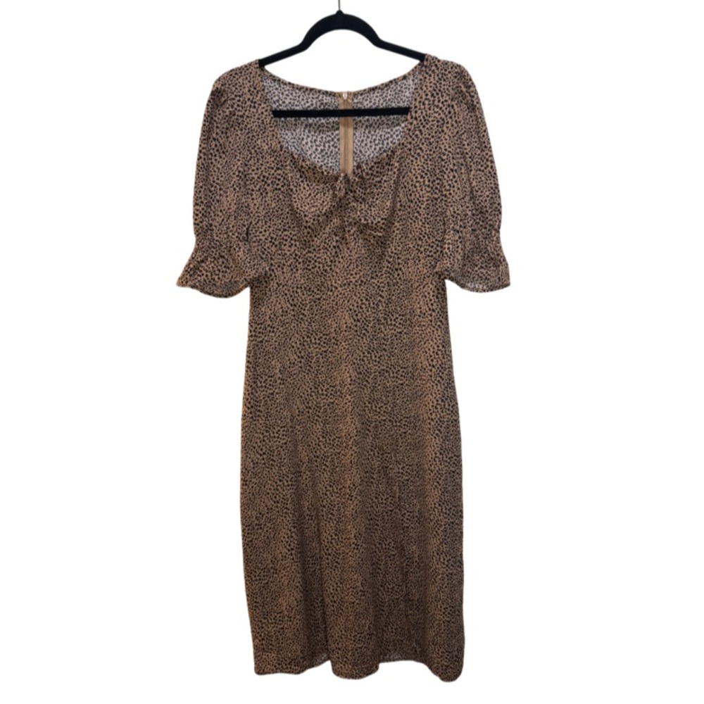 In The Style Plus x Olivia Bowen milkmaid maxi dress in brown leopard print